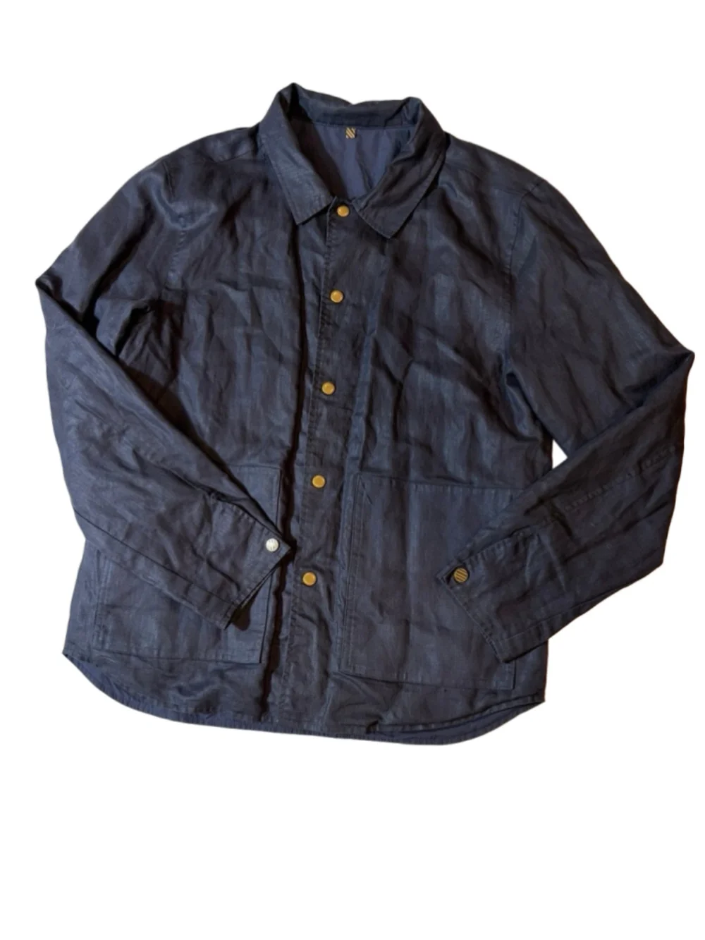 Billy Reid Reversible Waxed Nylon Shirt Jacket Cotton Linen Chore M